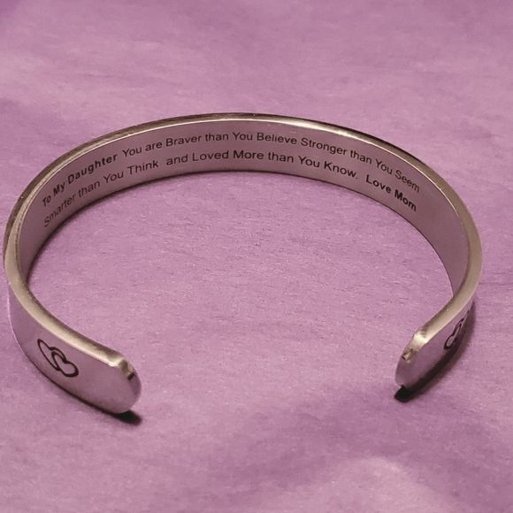 Daughter from Mom Stainless Steel Cuff Bracelet - Picture 1 of 7
